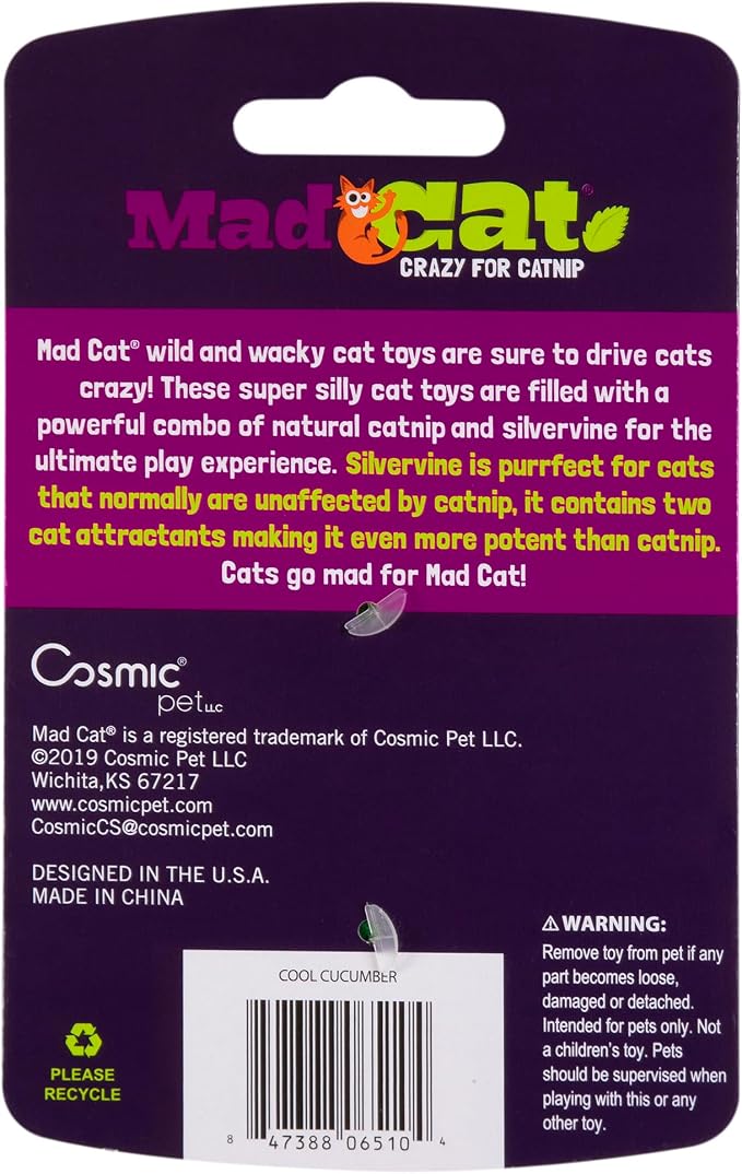 Mad Cat Cool Cucumber Veggie Catnip and Silvervine Plush Cat Toy, 1 Pack | Garden themed plaything that sparks batting, kicking and cuddly play sessions for felines during active time at home daily - Image 5