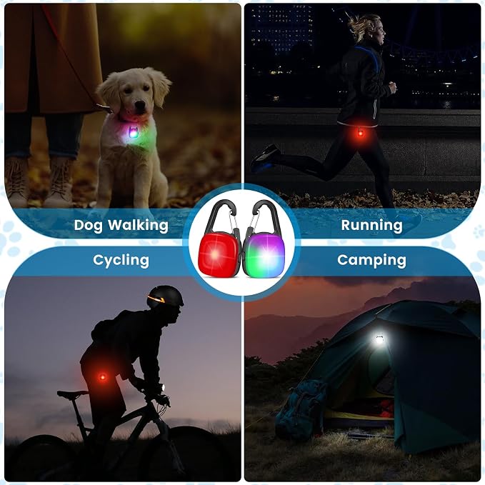 Dog Collar Light, 2 Pack Rechargeable Dog Light Clip On, 80LM Brightness 4 Color Modes Dogs Lights for Night Walking, Waterproof Pet Camping Essentials for Running, Cycling, Hiking (Black) - Image 7