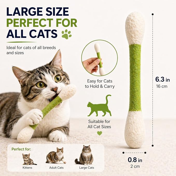 Giant Catnip Cat Toys for Indoor Cats, 6 Pack Interactive Cat Toy, Oversized Cotton Swab Design, Kitten Toys for Boredom Relief, Exercise & Play - Image 5
