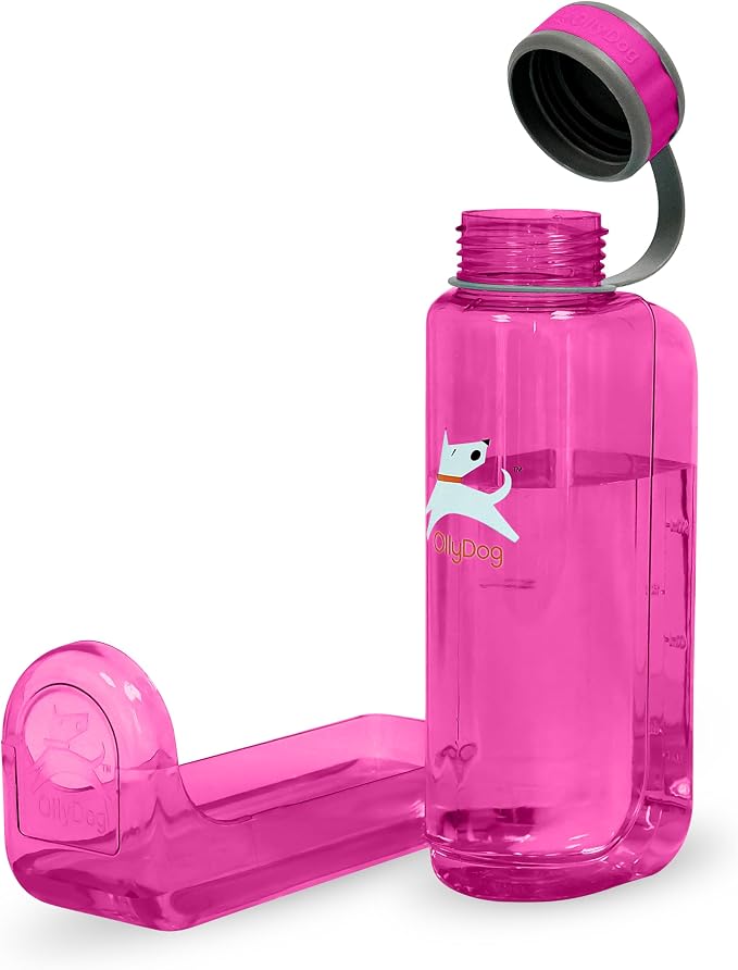 OllyDog OllyBottle Tritan Water Bottle with Detachable Dog Bowl | BPA Free Leakproof | 34oz | Share Water with Your Dog | Hiking Travel Camping (1L, Hot Pink) by OllyDog