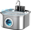 Lawfery 3.2L/108oz Wireless Stainless Steel Cat Water Fountain | Battery Operated Cordless Design with 3 Modes, Stainless Steel Pet Drinking Fountain for Cats and Small Dogs by Lawfery