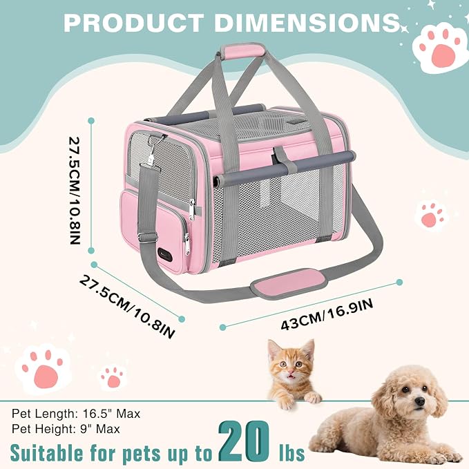 Cat Carrier Airline Approved Privacy Portable Top Load Pet Travel Bag | Soft Sided Pet Carriers for Small Cats Dogs Puppy up to 16 Lbs,Collapsible,Zipper Lock,Luggage Sleeve,2 Storage,Washable - Image 4