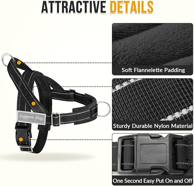 Lukovee No Pull Dog Harness and Leash Set, Soft Padded Vest with Front Clip | Adjustable, No Choke, Reflective,Durable Easy Control Pet Vest Harness for Safe Walking for Medium Large Dogs (Black, XL) - Image 4