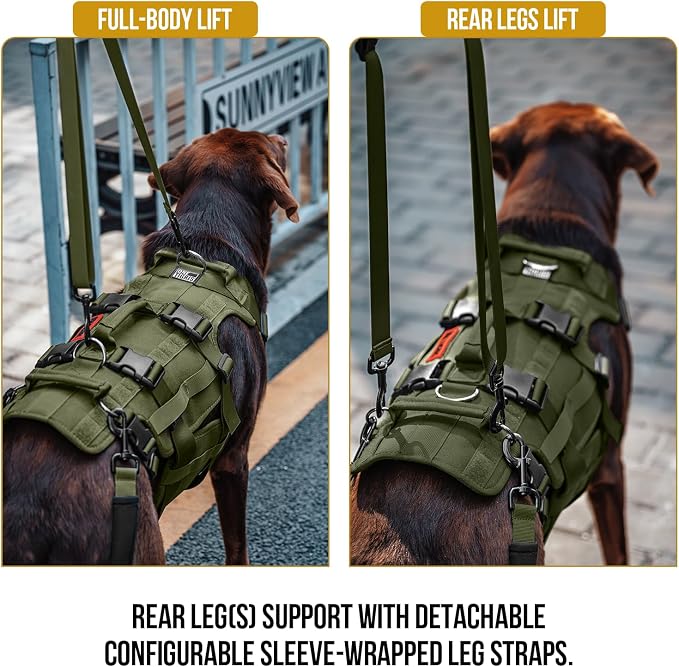 OneTigris Dog Lift Harness for Large Dogs, Dog Hip Support Brace, Full Body Lifter with Handles Invictus Multifunctional Mobility Assistance Vest for Back Legs (Green, Medium) - Image 4