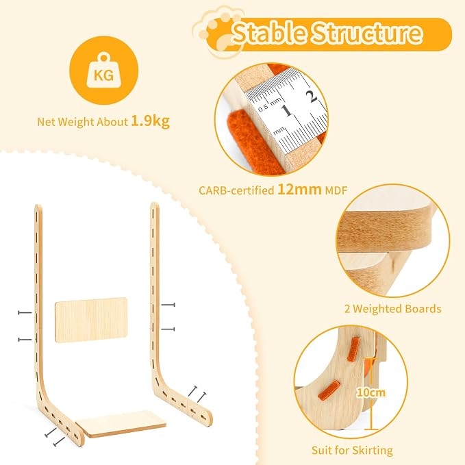 Felt Cat Scratcher for Indoor Cats,26.8 Inch,Orange | L Shaped Scratching Post, Scratch Board Scratchers for Large Cat Scratch Pad Furniture Protector with Ball Kitten Toys - Image 4