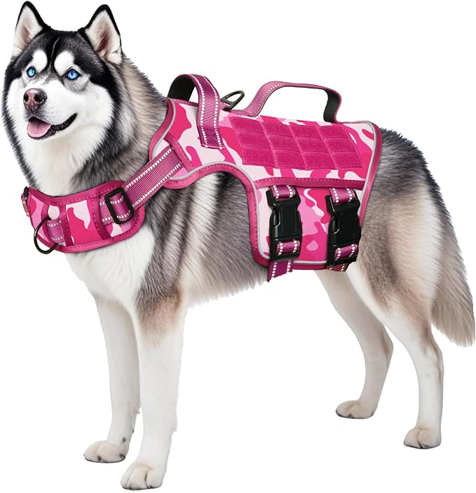 Dog Harness for Large Dogs, No Pull Tactical Vest with Front Clips | Easy Contrl Handle, Breathable Soft Padded, Adjustable, Reflective, Heavy Duty, Easy Take On & Off, Pink Camo X-Large - Image 8