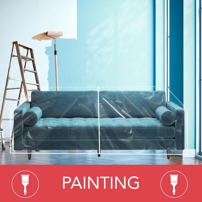 LAMINET Thick Crystal Clear Heavy-Duty Water Resistant Sofa/Couch Cover - Perfect for Protection Against CAT/Dog Clawing, Kids and Grandkids- Sofa - 42" BH x 18" FH x 96”W x 40”D - Image 4