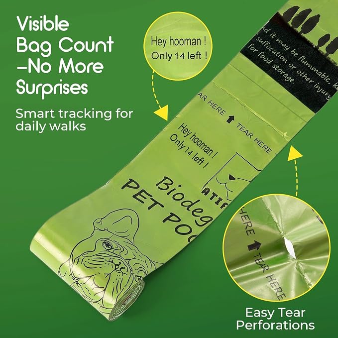 ATIFBOP Biodegradable Dog Poop Bags 150 Count 10 Rolls with Dispenser, Thicken and Leak Proof Poop Bag Holders for Leashes(Scented) - Image 5