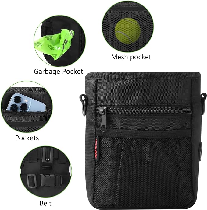 kissleaf Dog Treat Pouch, Magnetic Closure, Dog Clicker- Black | Dog Training Treat Pouch, Large Size, Nylon Material, Magnetic Closure & Clicker, for Walking, Obedience & Outdoor Use - Image 3