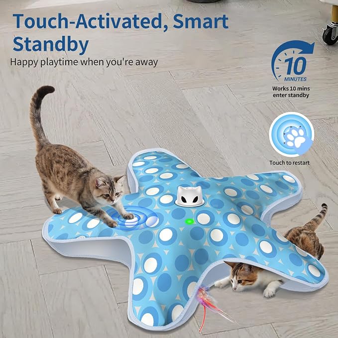 Interactive Cat Toys for Indoor Cats with Moving Concealed Feathers | Rechargeable Automatic Cat Toy, 3-Mode Touch Activated Kitten Toys, Hide and Seek Toy for Indoor Bored Adult Cats & Kittens - Image 2