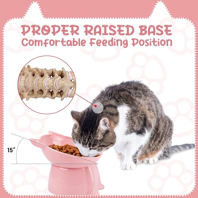 3 Pcs Raised Cat Bowl 15° Elevated Cat Food Bowl Tilted Cats Bowls,3 Colors | Whisker Friendly Anti Vomiting Cats Dishes Pet Food and Water Bowls for Indoor Cats Kittens - Image 2
