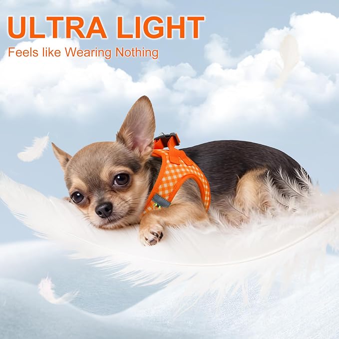 AIITLE Step in Small Dog Harness and Leash Set, Puppy Pet Vest, Orange XS | Breathable Mesh, Adjustable Fit, No-Pull Reflective Design, Escape Proof, for Small-Medium Dogs, Outdoor Walking, Running - Image 4