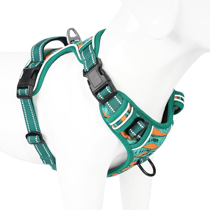 Timos Dog Harness Medium Sized, Quick Release 3 Buckles, Wilderness, M | Reflective No Pull No Choke, Easy On & Off, Adjustable Soft Padded, Front & Back 2 Clips and Control Handle for Walking - Image 8
