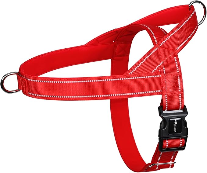 rabbitgoo Dog Harness No Pull, Quick Fit for Large Dogs with Soft Padded Handle, Chest Adjustable Reflective Pet Vest, No Choke Escape Proof for Walking Training, Red L by rabbitgoo
