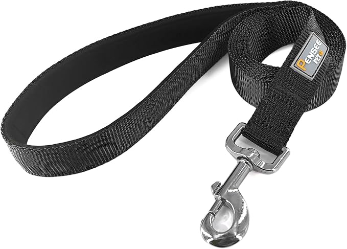 6 FT Reflective Dog Leash for Large Dogs,Black | Padded Handle,Metal D-Ring,Heavy Duty Nylon Webbing, for Walking & Training - Image 3