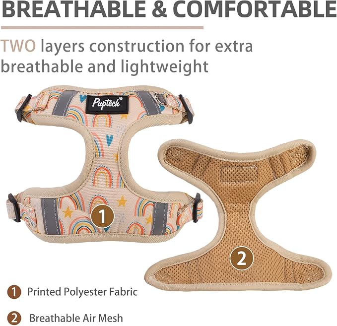 PUPTECK Dog Harness and Leash Set Medium Sized, Step in No Pull Adjustable Puppy Cat Harness Reflective Pet Vest - Image 2