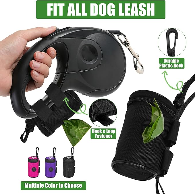 Dog Waste Bag Dispenser Pet Poop Bags Holder for Doggie Waste Bags Dispensers Soft Fabric Zipper Small Doggy Puppy Pouch for Leash Accessory Attachment with Carrier,Paw Print, No-XYBbk - Image 5
