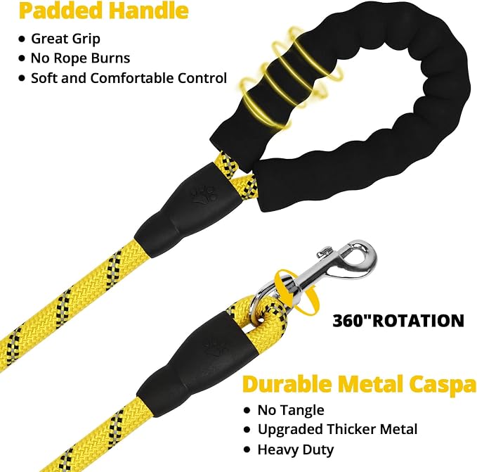 Long Dog Leash 15 FT: Heavy Duty Rope Leashes for Dogs Training with Swivel Lockable Hook Reflective Threads Bungee and Padded Handle - Dog Lead for Large Small Medium Dogs Outside Walking Hiking - Image 5