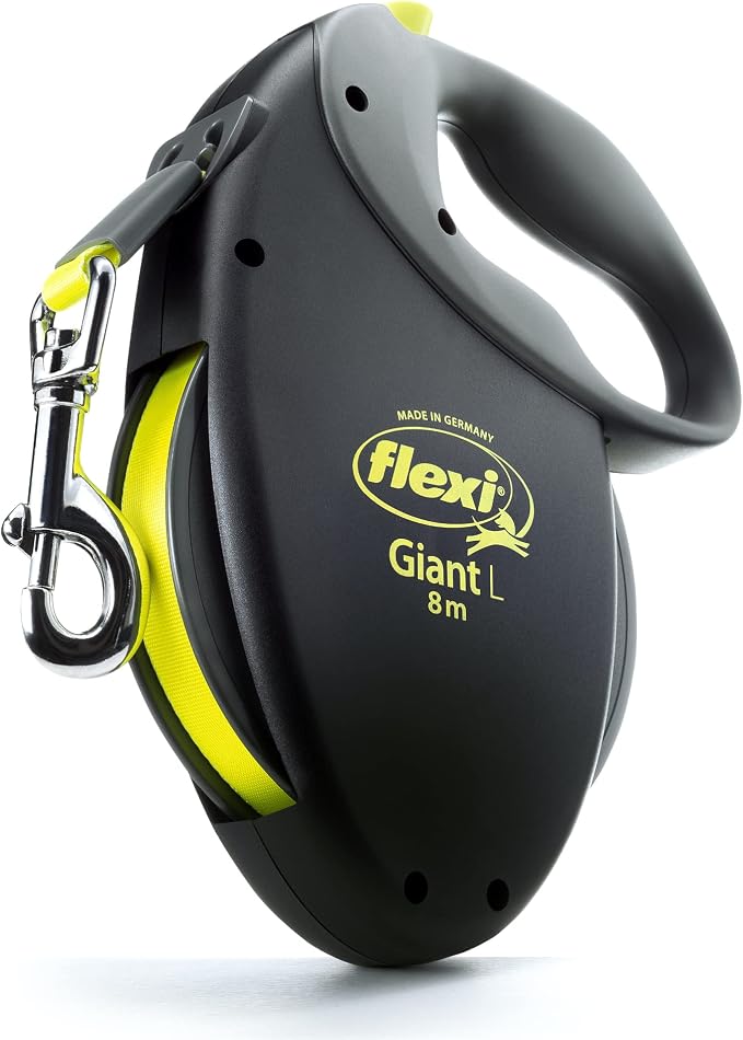 FLEXI® Giant Tape Retractable Dog Leash, Large, 26 ft - Black | German engineered, original flexi leash, durable quality for dogs up to 110 lbs, tangle-free, walking, reliable brake system by Flexi