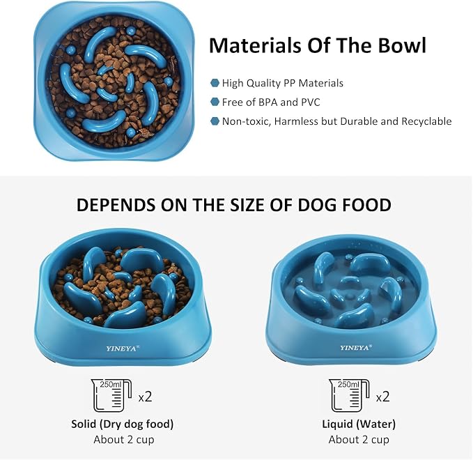 YINEYA Slow Feeder Dog Bowls, Pet Supplies That Slow Down Eating, Pet Food Bowls, Maze Dog Puzzle Feeder for Medium Breed - Image 6
