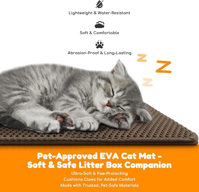 Cat Litter Mat 24"x16",Double Layer EVA Litterbox Mat Brown | Extra Large Honeycomb, Waterproof & non-slip, Odor-free, easy clean, washable durable floor protector,scatter control - Image 5