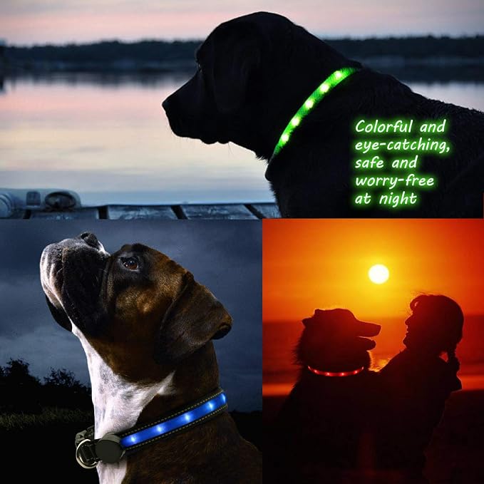 Light Up Dog Collars,Safety LED Dog Collars USB Rechargeable 7 Changing Colors Glow in The Dark Dog Walking Light,Neon Adjustable Safety Buckle Lighted Dog Collar for Small/Medium/Large Dogs, XL Size - Image 4