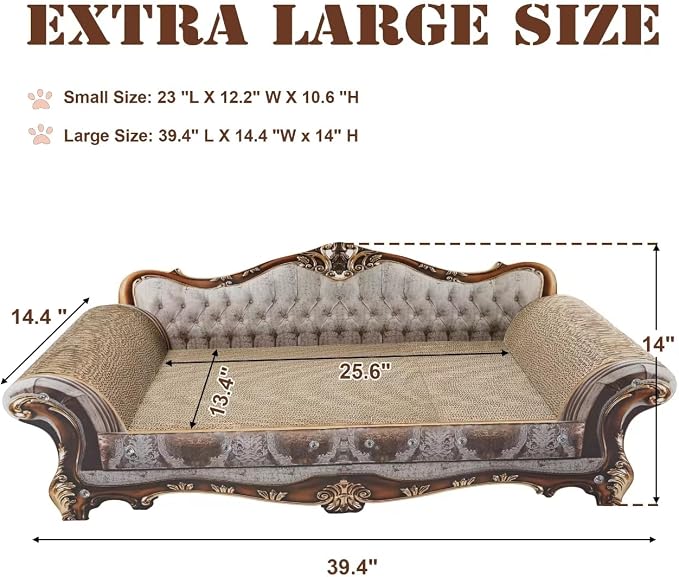 Sofa Shaped Scratching Couch,Thick Scratching Cardboard, Lounge Bed for Indoor Rest&Play, Sofa Scratcher Pad (39.4" L X 14.4 "W X 14" H) - Image 2