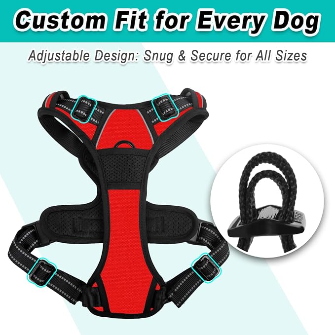 BARKBAY Dog Harness for Large Dog No Pull 2 Leash Clips Dog Vest | Control Handle,Comfort,Heavy Duty,Adjustable Reflective,Perfect for Outdoor Training, Walking,Hiking(XL,Red) - Image 6