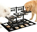 Elevated Dog Bowls for Large Dogs, 6 Height Adjustable Raised Stand with Mat, Two Signature Cards and Three 1700ML Bowls, for Large Breed and Multi-Pet Households by ADENGL