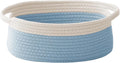 JMvicyroam Small Woven Basket, Empty Gift Basket, White&Blue/1 Pack | Small Gift Basket, Cotton Rope, 12 x 8 x 63 in, Handles, Includes Ribbon and Bag, Birthday Gift Basket by JMvicyroam