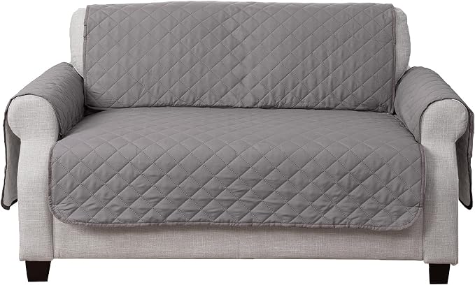 Furhaven Water-Resistant & Reversible Loveseat Cover Protector for Dogs, Cats, & Children - Two-Tone Pinsonic Quilted Living Room Furniture Cover - Gray/Mist, Loveseat - Image 4