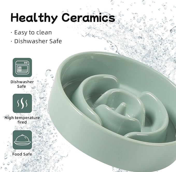 Havniva Dog Bowls Slow Feeder, Ceramic Slow Feeder Dog Bowls for Fast Eater | 0.9 Cups Dog Food Bowl Puzzle Feeder, Slow Feeding Bowls for Small Breed, Non-Slip Base, Anti-Choking - Image 6