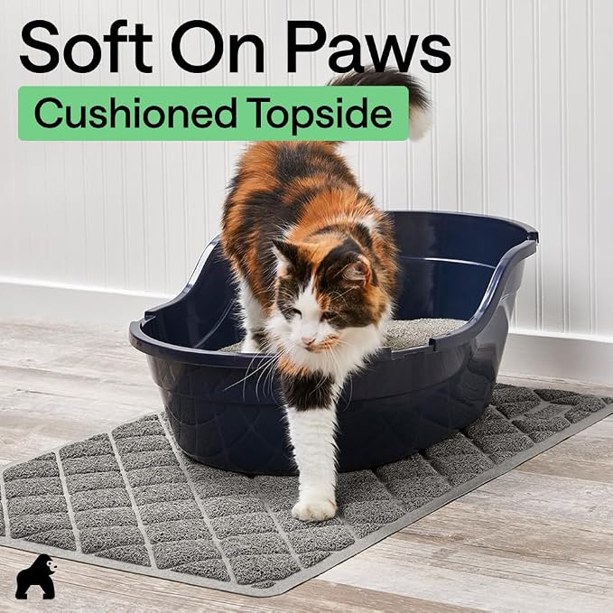GORILLA GRIP Cat Litter Box Mat, Cushioned Coil Mesh Litter Trapping Mats, Scatter Control Supplies for Less Mess, Phthalate Free, Ultra Deep Catch Grooves, Rinse or Vacuum to Clean, 30x20 Gray - Image 8