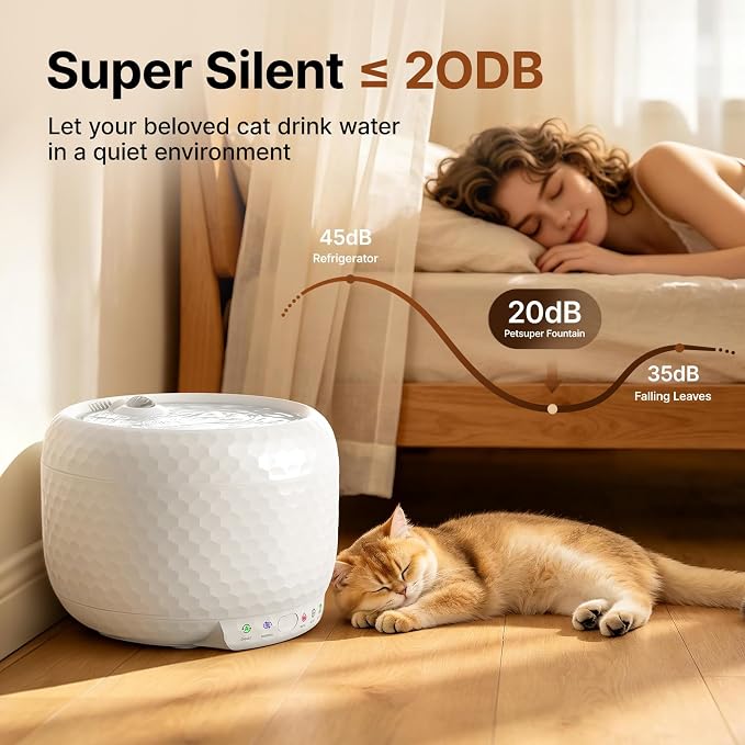 Red Dot Award Wireless Cat Water Fountain 1.8L/60oz, 145° Sensor Fountain with 5000mAh Battery, Silent Pump, Water-Electric Separation & Low Water Auto Shut Off for Cats Dogs - Image 9