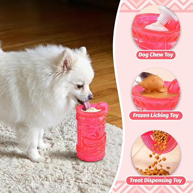 Dog Slow Feeder, Dual Chambers Stuffable Dog Toys, Frozen Treat Enrichment Toy, Treat Dispensing Puzzle Toy for Boredom & Anxiety Relief, Small Medium Large Dogs - Image 4