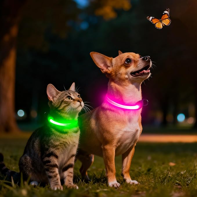 Light up Collar for Small Dog,Vizpet XS Adjustable Size Nylon Collar USB Rechargeable Bright Safety Pet Collar for Cats Small Dogs (Pink, X-Small[ 8.66-11.9 inch/22cm-30cm]) - Image 7