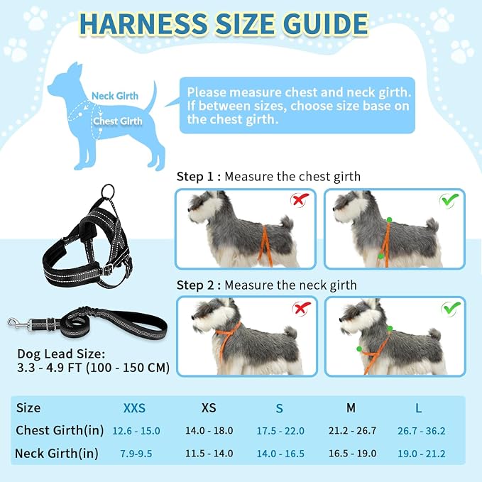 SlowTon No Pull Small Dog Harness and Leash Set with Front Clip | Soft Padded, Neck & Chest Adjustable, Lightweight, Anti-Twist, Puppy Vest Harness Pet Lead Combo for Small Medium Dog, B XXS - Image 5