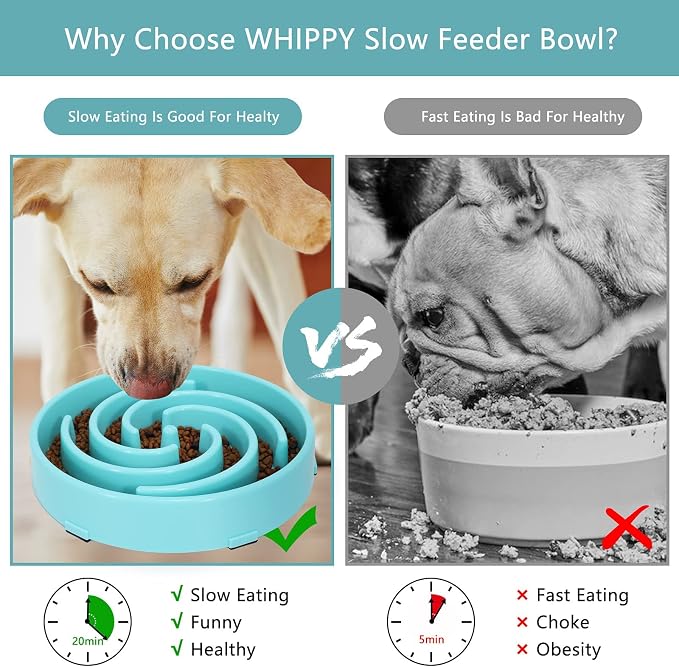 Slow Feeder Large Dog Bowl - Non Slip Maze Puzzle Bowl for Medium Dogs - Blue - Image 6