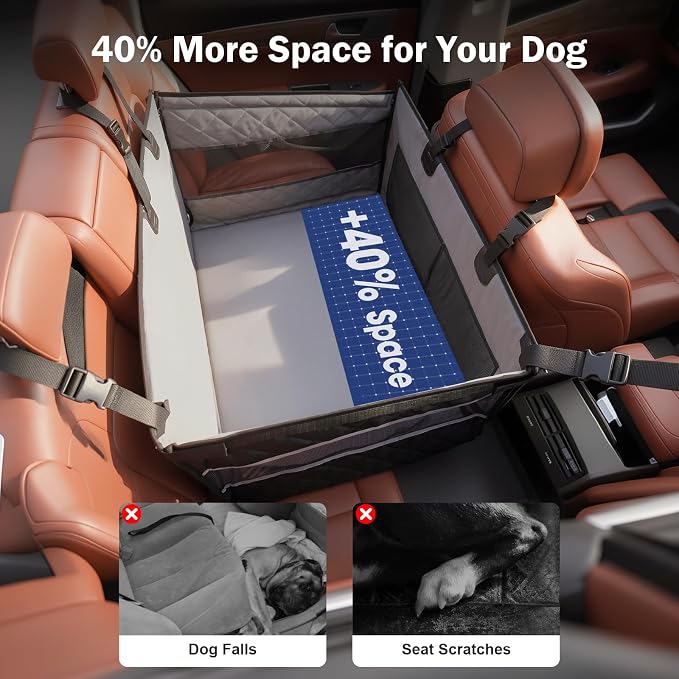 MIXJOY Dog Car Seat for Large Medium Dogs - with Dog Bed Inside, Back Seat Extender for Pets, Waterproof Pet Carseat for Medium Sized Pet, Hammock for Pet, with Storage Pocket - Image 5
