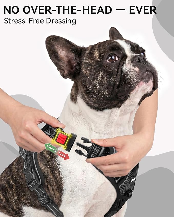 Joytale No Pull Dog Harness & Seat Belt, Easy On 3-Buckle, XL, Black | Front Clip Reduces Pulling, Escape-Resistant Design, Adjustable Fit, Soft Padding for Comfort, Secure Tether for Safer Travel - Image 2