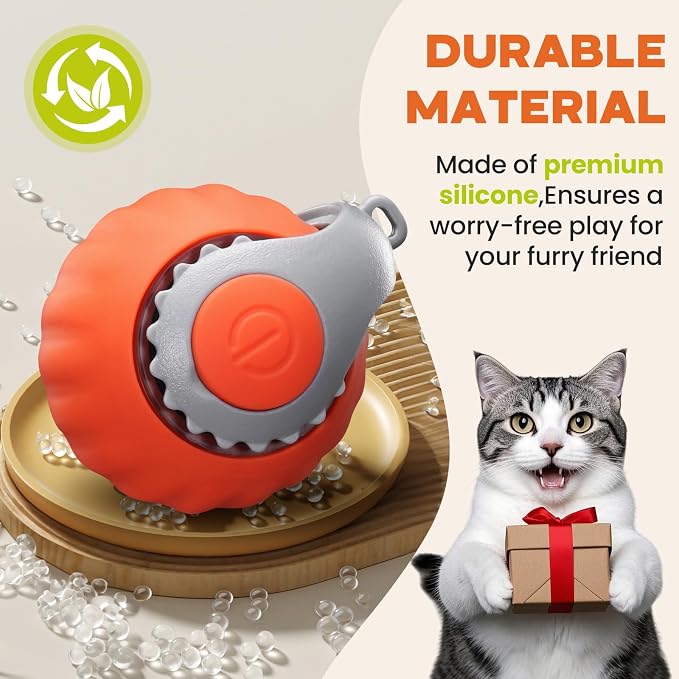 2 Pack Interactive Cat Toy for Indoor Cats, Two Speed Smart Automatic Cat Toy Moving Ball with Tail, Rechargeable Motion Activated Cat Toys for Bored Indoor Adult Cats(Orange & Blue) - Image 6
