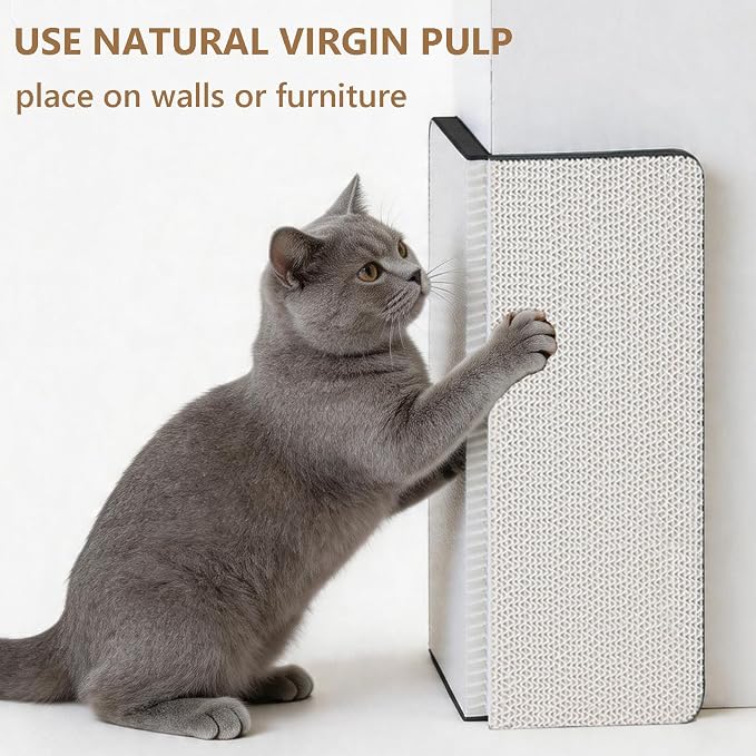 Cat Scratcher Pads, Foldable Cardboard for Corner Walls for Indoor Cats | Scratching Post 17″Lx13″Wx0.78″H (White, Medium Size) - Image 5