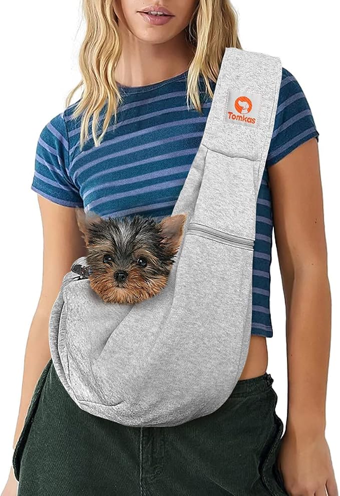 Tomkas Dog Cat Carrier Sling Zip Pocket & Adjustable Strap(M,Gray) by TomkasFORTHELOVEOFPALS