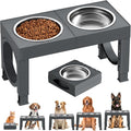 XIAZ Elevated Dog Bowls Large Breed Raised Dogs Bowl Stand Large/Medium Sized Dog Stainless Steel Food Water Bowl Stands 5 Heights Adjustable 9/11/12/14in Pet Feeder Dish Station by XiaZPet