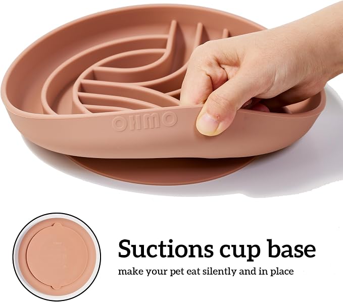 OHMO Slow Feeder Dog Bowl, 7.9" Lick Mat for Dogs, Diamond, Coral | Cat Slow Feeder Bowl, Anti Choking, Enrichment Toys, Easy Clean BPA-Free Silicone Feeding Bowl, Boredom and Anxiety Reducer - Image 7