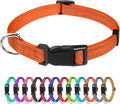 TagME Small Dog Collar, Reflective Puppy Collar, Orange, 3/8" Width | Lightweight, Nylon Collar for Puppies, Chihuahua, Yorkie & Teacup Dogs 5-15 Lbs, Reflective for Evening Walks, 12 Colors by TagME