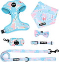 Small Dog Harness and Leash Set of 6, No Pull Soft Lightweight Mesh Puppy Harness， Adjustable Cute Floral Pattern Pet Harness for Small Medium Dogs (Blue Sea, XS) by Unknown