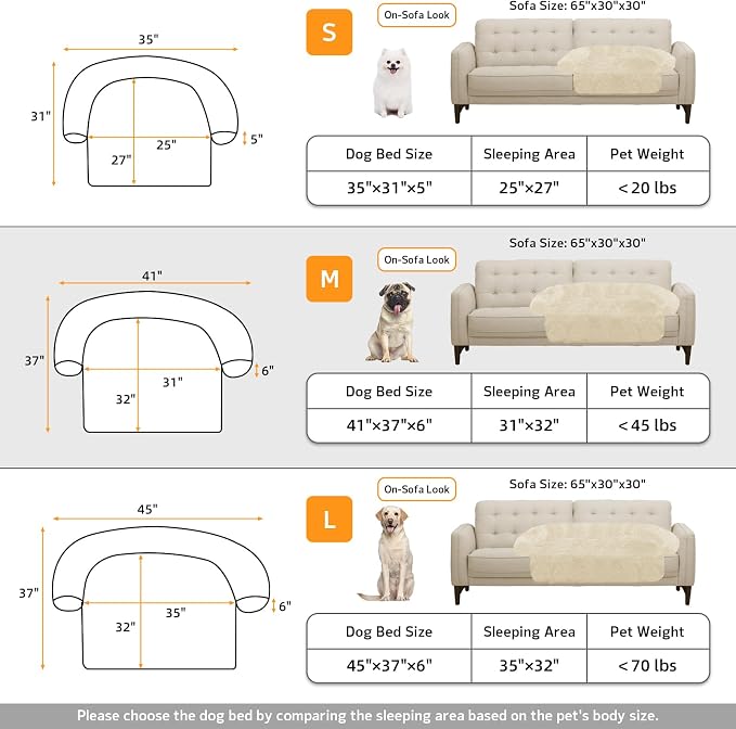 Calming Dog Bed Fluffy Plush Dog Mat for Furniture Protector with Removable Washable Cover for Large Medium Small Dogs and Cats (Medium, Beige) - Image 5