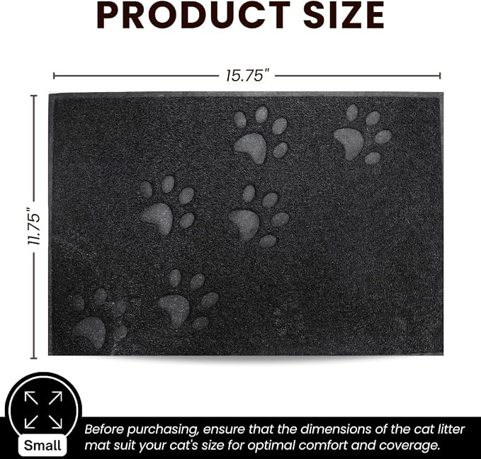 Andalus Small Cat Litter Mat, Pack of 1 - Waterproof, Non-Slip & Easy to Clean Cat Litter Box Mat for Extra Efficient Pet Litter-Trapping, Black (15.75” X 11.75”) - Image 3