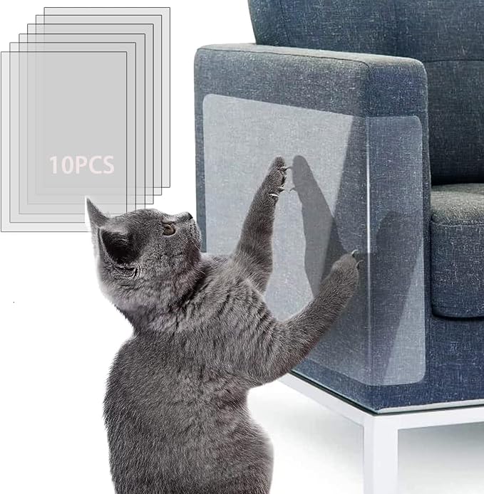 Cat Scratch Furniture Protector, 10 PCS, 17.3'' x 11.8'' | Transparent, Thicker Flexible, For Couch, Sofa, Chair, Walls, Pet Deterrent Shield by Unknown